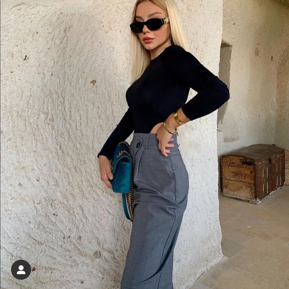 Zara Asymmetric Wide Leg Trousers Pants 